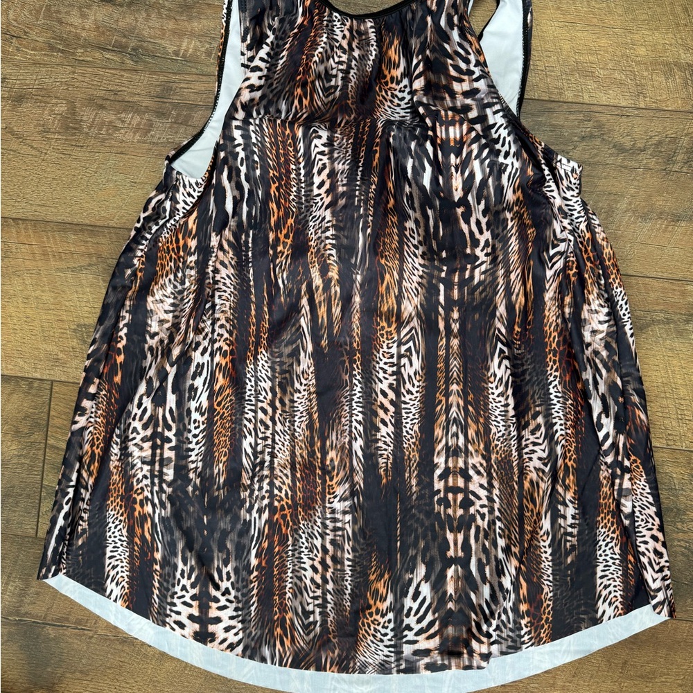 Women's Animal Print V-Neck Tank Top - Brown/Black - Picture 2 of 3